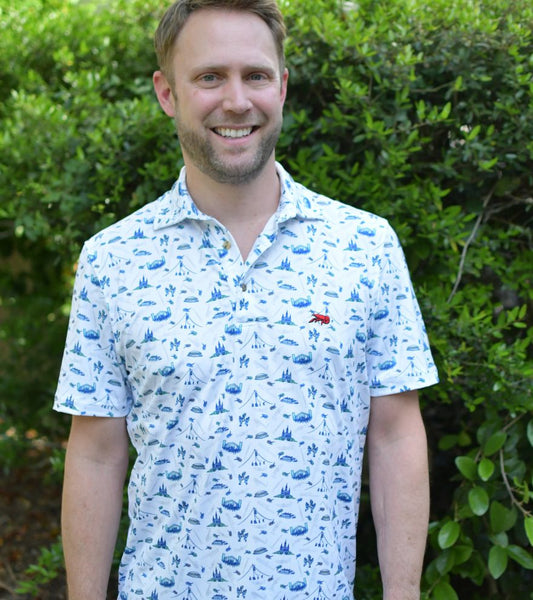 Crawfish Festival Print Performance Polo