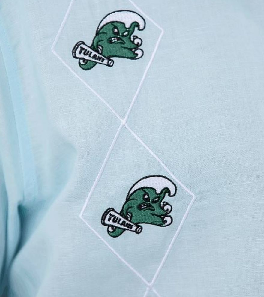 Green Wave Tulane Cotton/Linen Camp Shirt