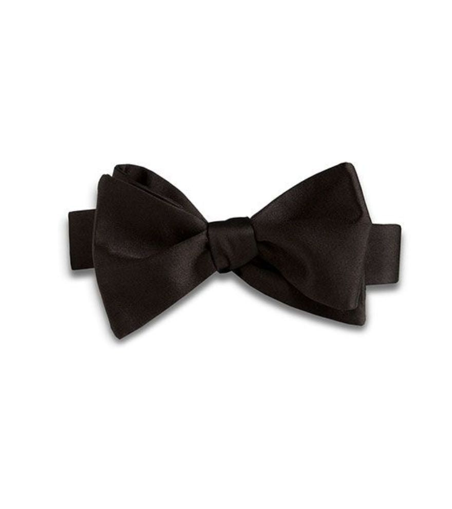 Black Solid Self-Tie Bowtie by David Donahue