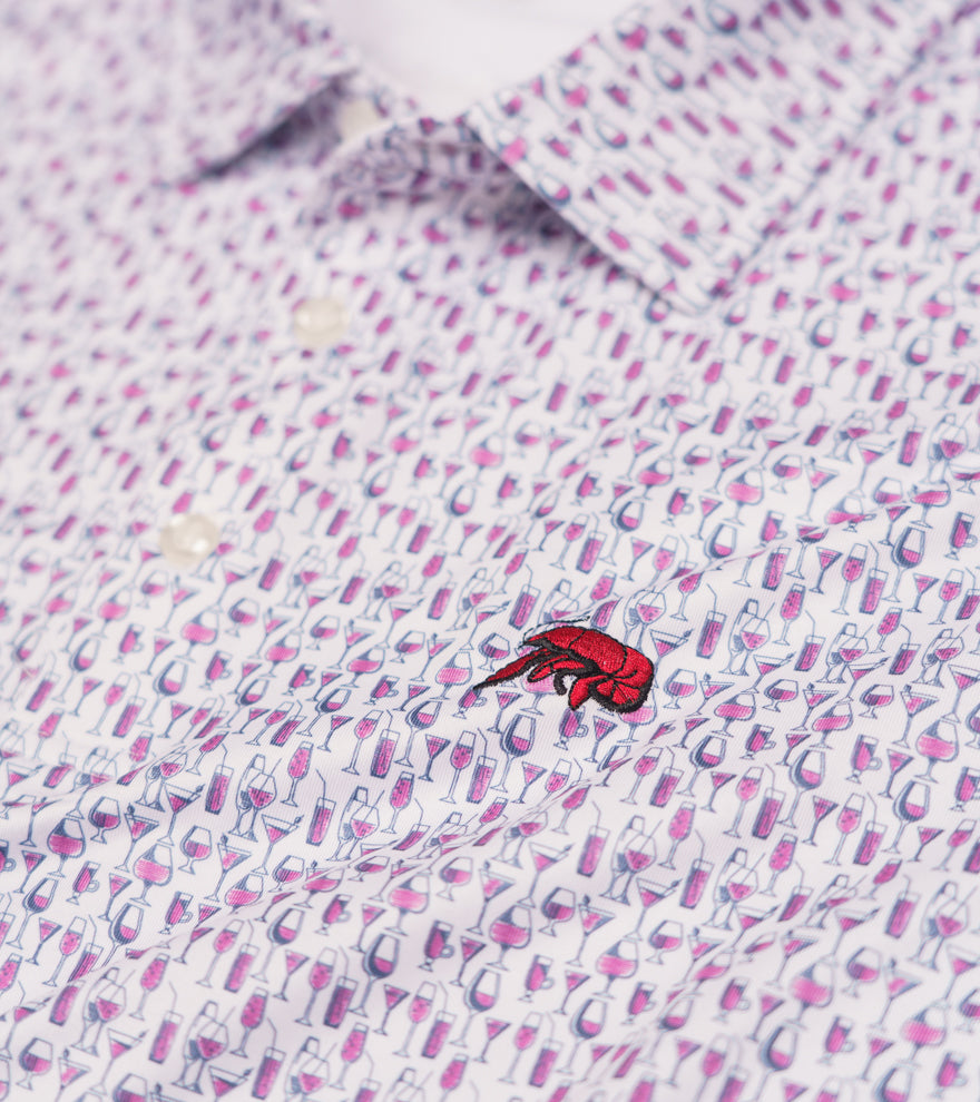 Crawfish Cocktail Print Performance Polo