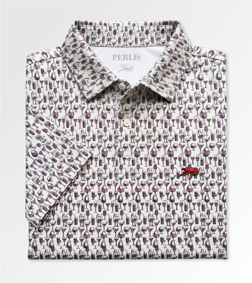 Crawfish Cocktail Print Performance Polo