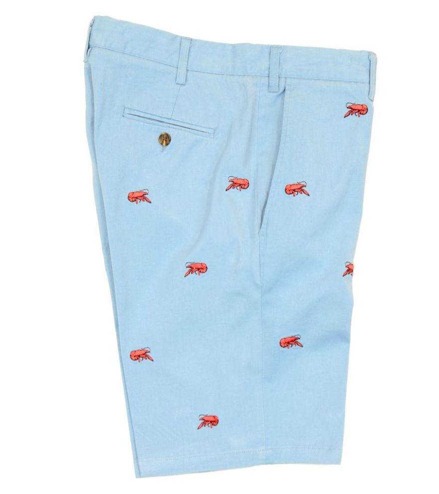Crawfish Embroidered Canvas Shorts