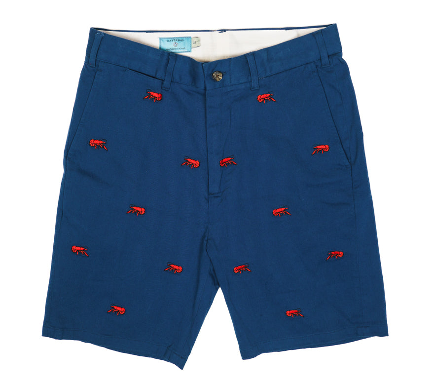 Crawfish Embroidered Seersucker Short for Louisiana Style