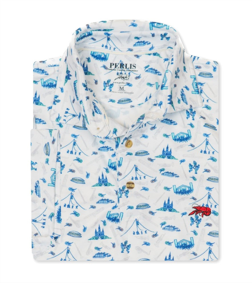 Crawfish Festival Print Performance Polo