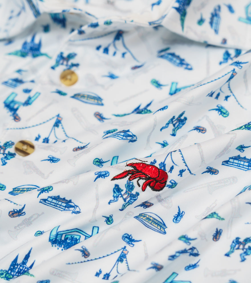 Crawfish Festival Print Performance Polo