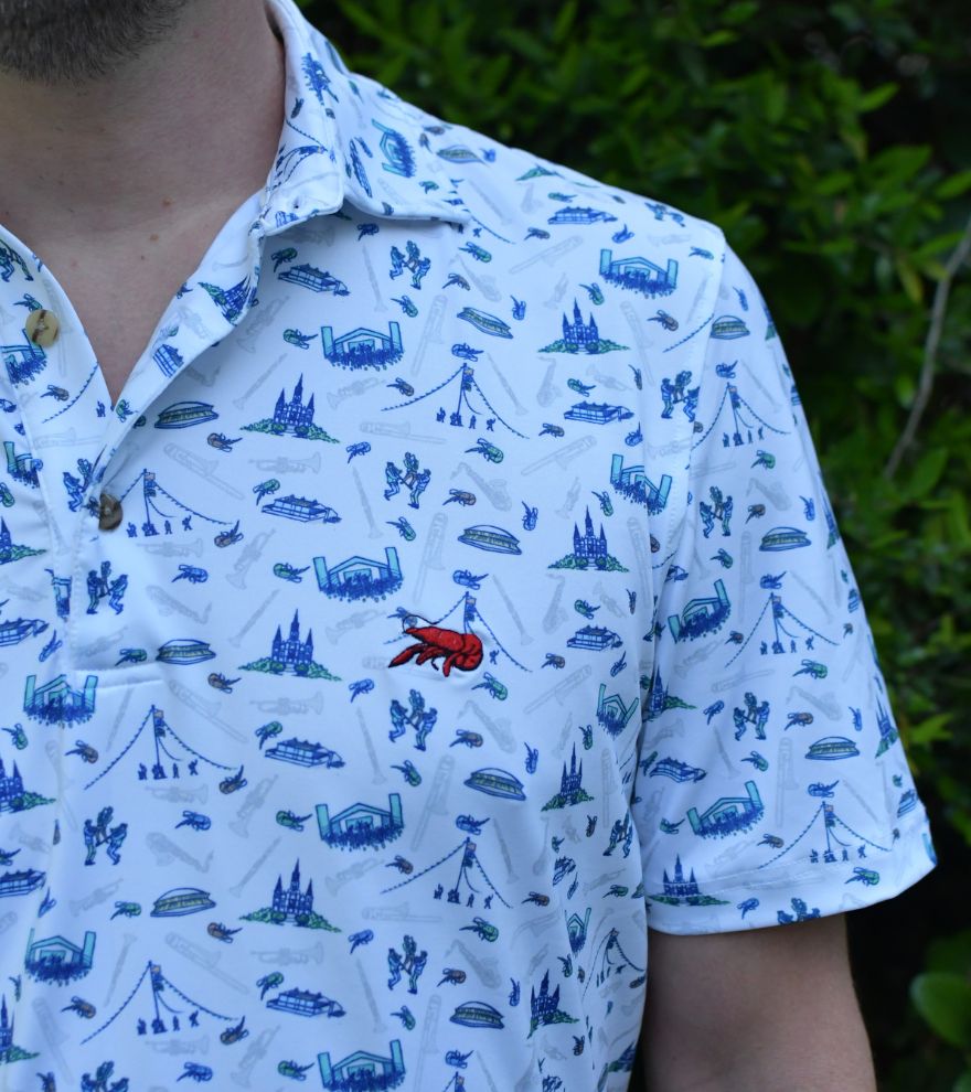 Crawfish Festival Print Performance Polo