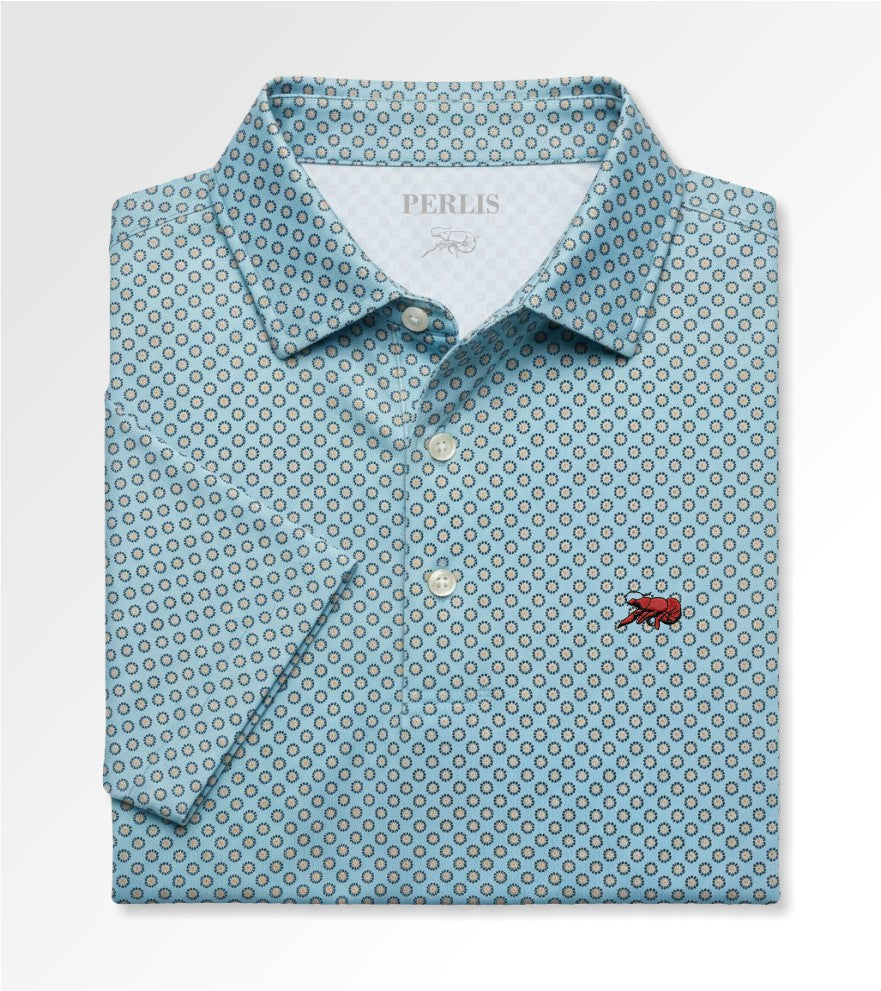 Crawfish Geo Floral Print Performance Polo
