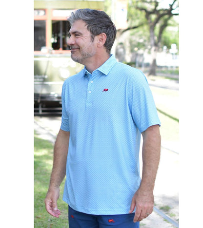 Crawfish Geo Floral Print Performance Polo