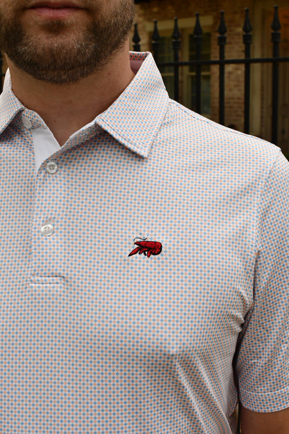 Crawfish Lattice Print Performance Polo