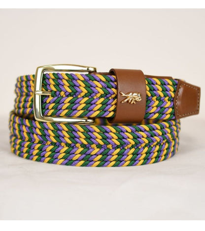 Crawfish Mardi Gras Braided Stretch Belt