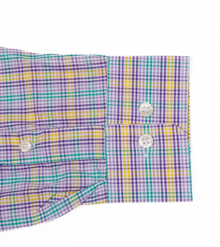 Crawfish Mardi Gras Mini Check Wrinkle Free Sport Shirt