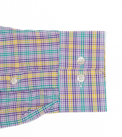 Crawfish Mardi Gras Mini Check Wrinkle Free Sport Shirt