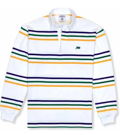 Crawfish Mardi Gras Spaced Stripe Rugby