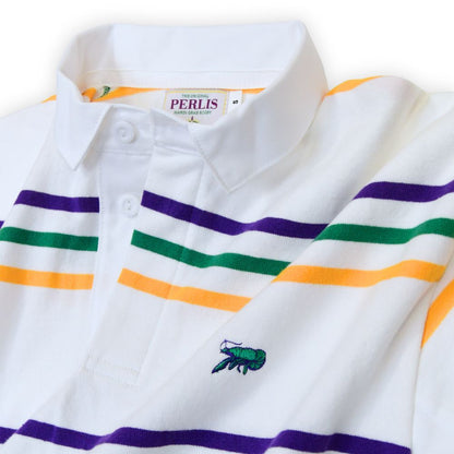 Crawfish Mardi Gras Spaced Stripe Rugby