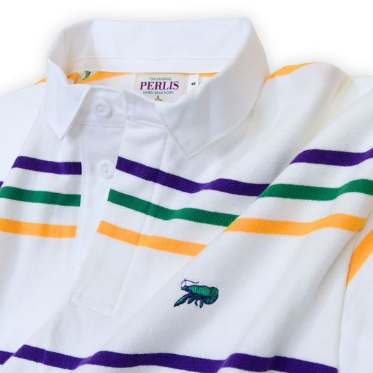 Crawfish Mardi Gras Spaced Stripe Rugby