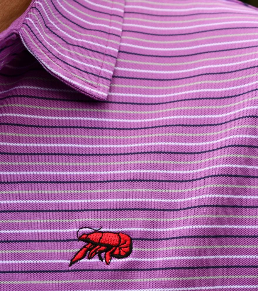 Crawfish Mini Stripe Pique Performance Polo
