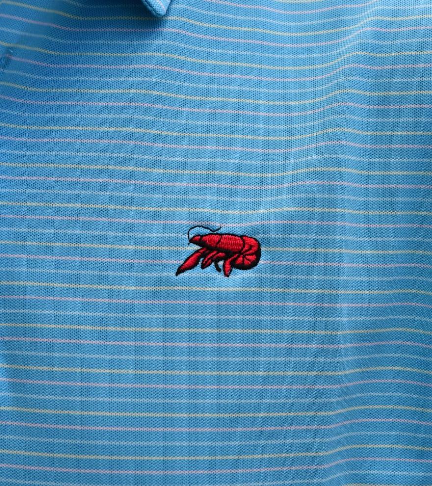 Crawfish Mini Stripe Pique Performance Polo
