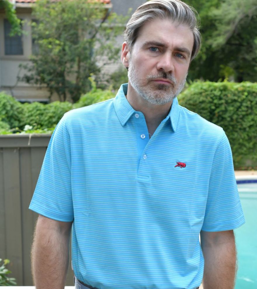 Crawfish Mini Stripe Pique Performance Polo