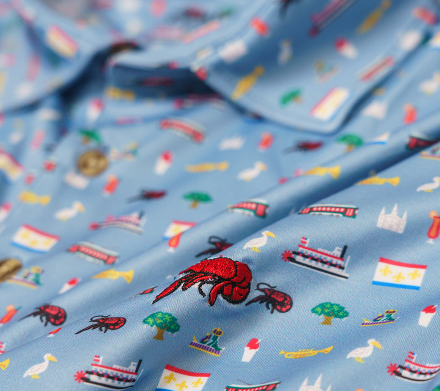 Crawfish Nola Life Print Performance Polo