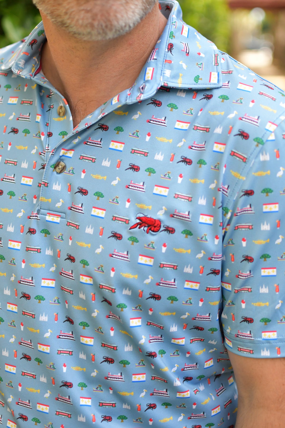Crawfish Nola Life Print Performance Polo