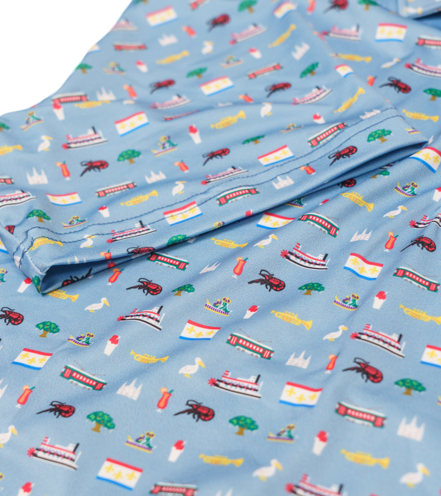 Crawfish Nola Life Print Performance Polo