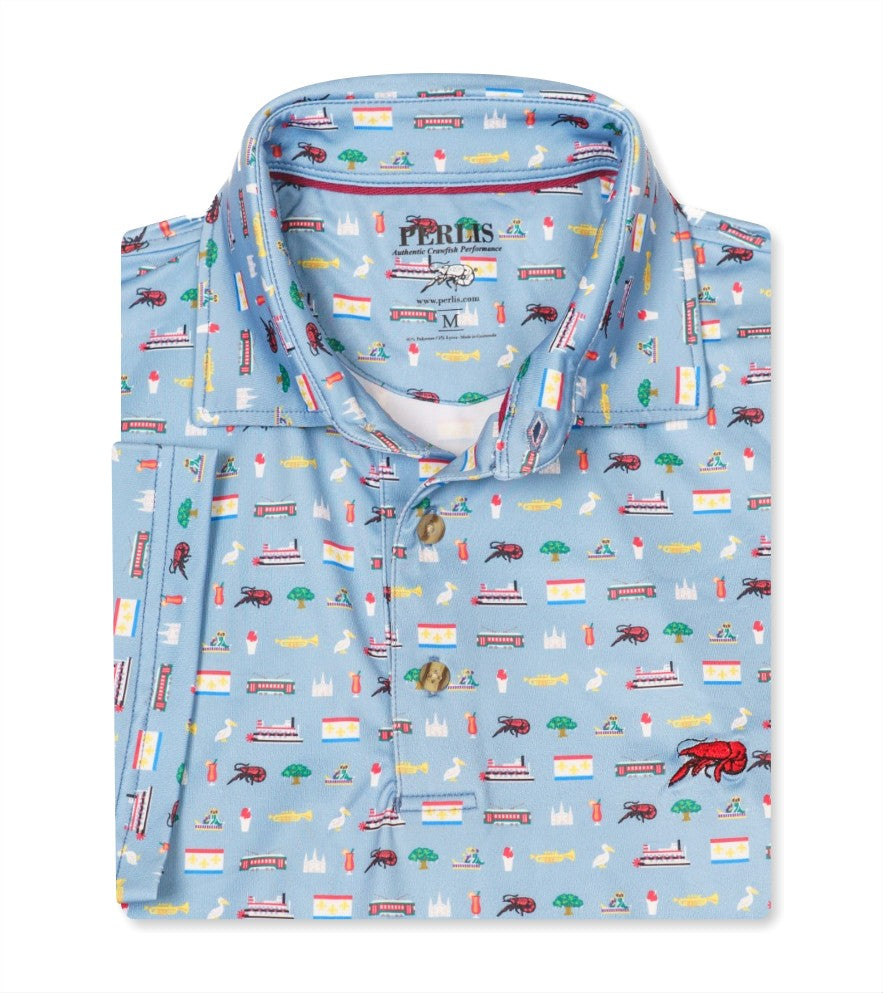 Crawfish Nola Life Print Performance Polo