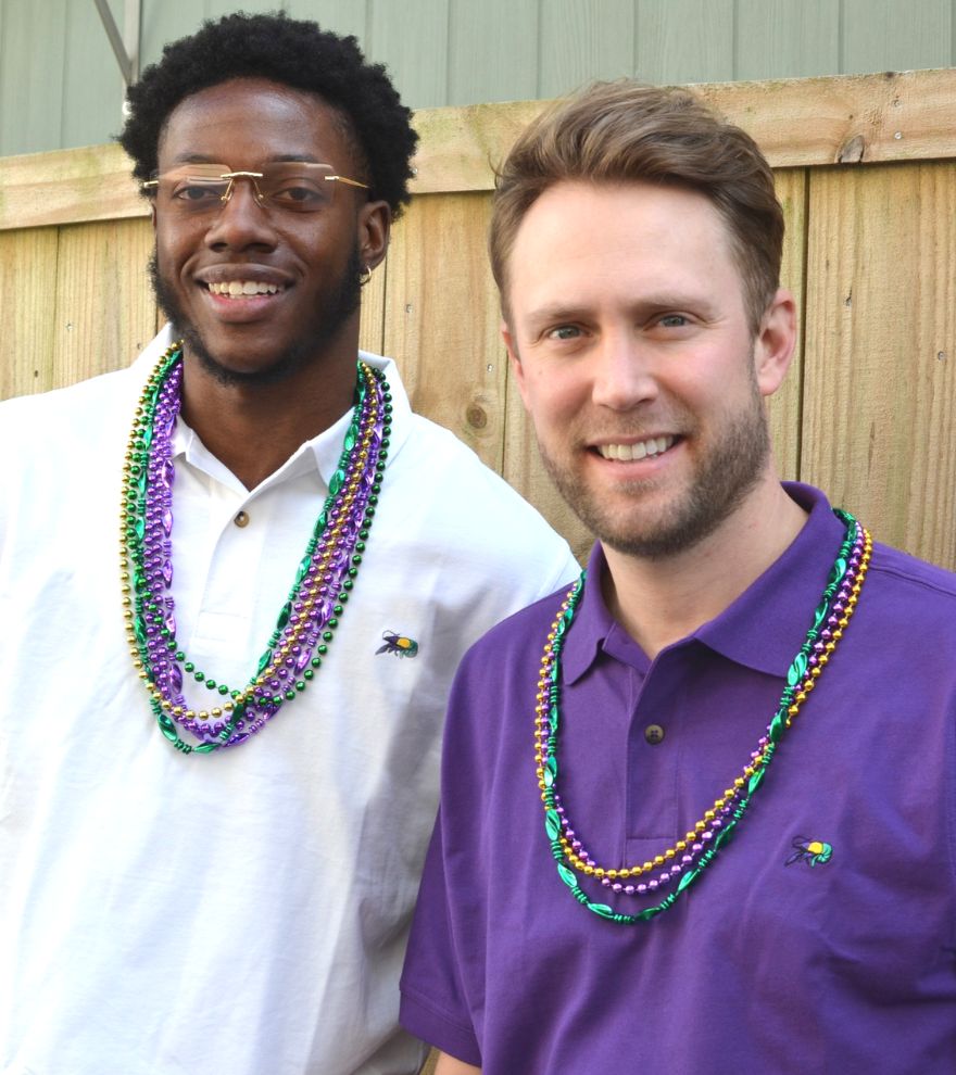 Crawfish Signature Mardi Gras Stretch Pique Polo
