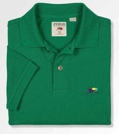 Crawfish Signature Mardi Gras Stretch Pique Polo