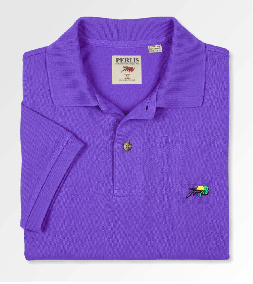 Crawfish Signature Mardi Gras Stretch Pique Polo