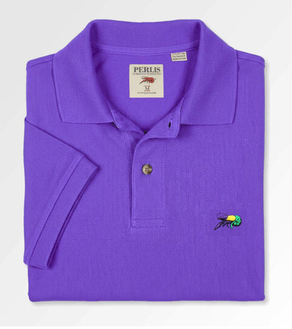 Crawfish Signature Mardi Gras Stretch Pique Polo