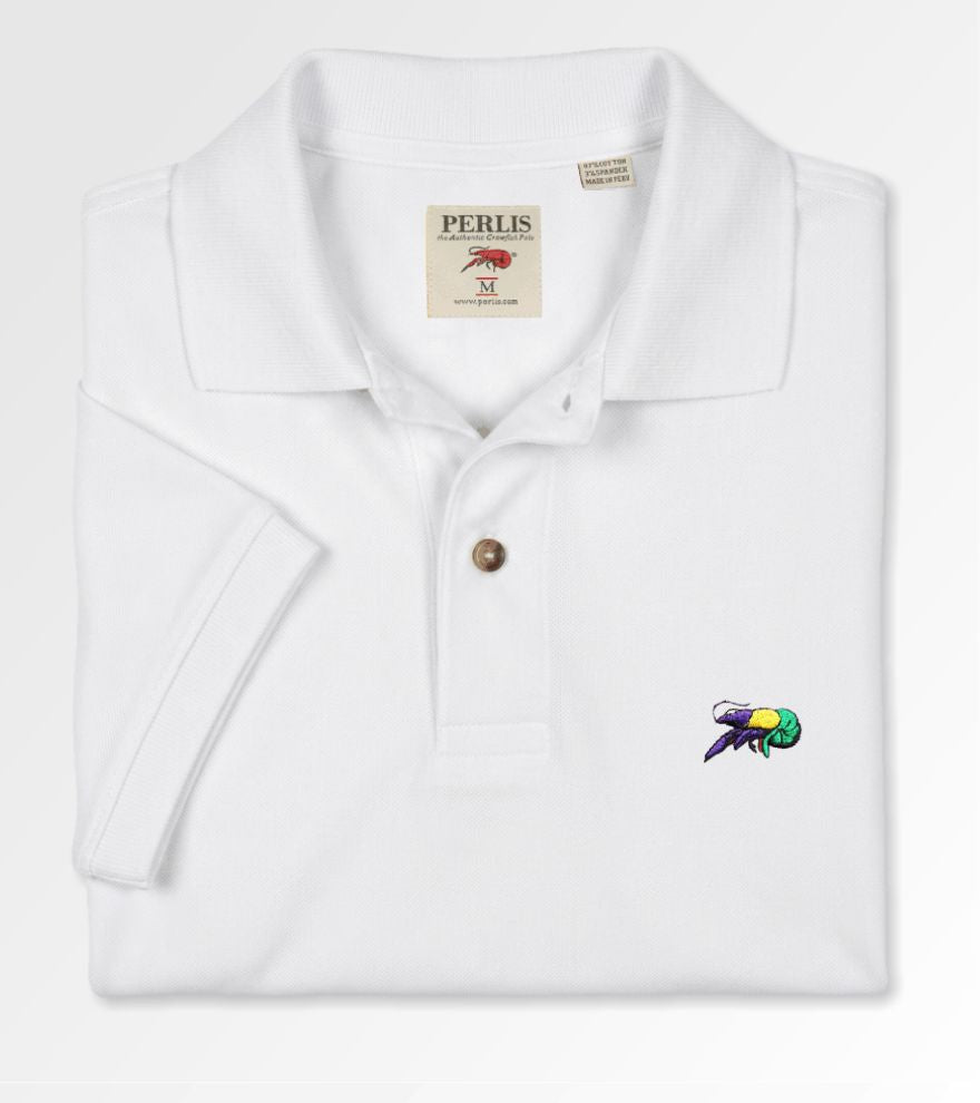 Crawfish Signature Mardi Gras Stretch Pique Polo