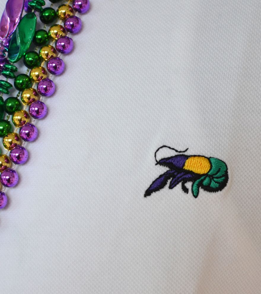 Crawfish Signature Mardi Gras Stretch Pique Polo