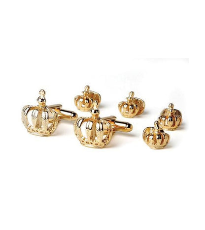 Gold Crown Cufflinks and Studs Set