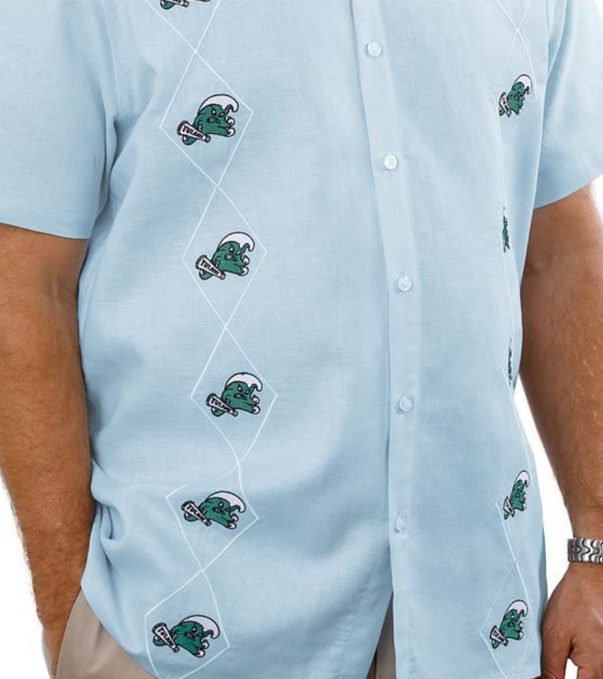 Green Wave Tulane Cotton/Linen Camp Shirt