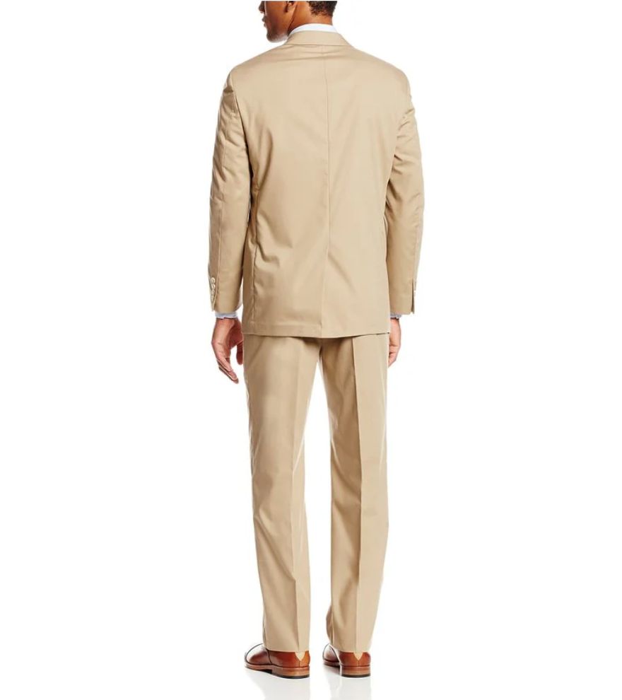 Khaki Poplin Suit by Perlis