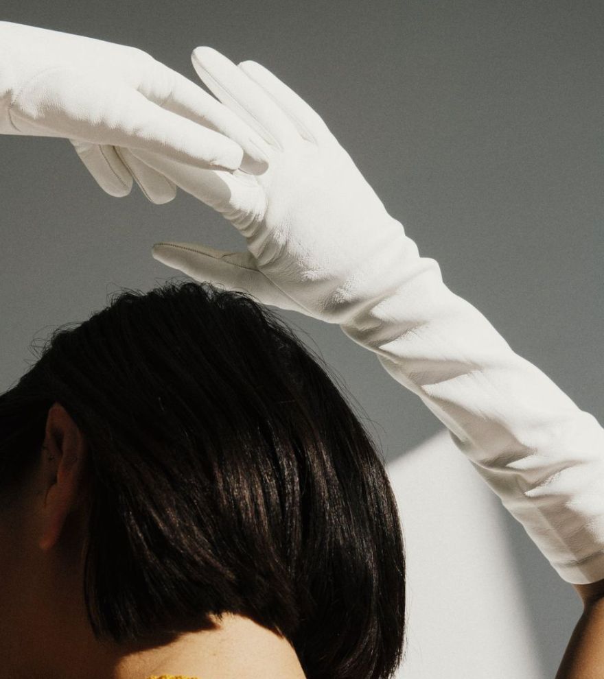 Ladies Elbow Length Leather Formal Gloves