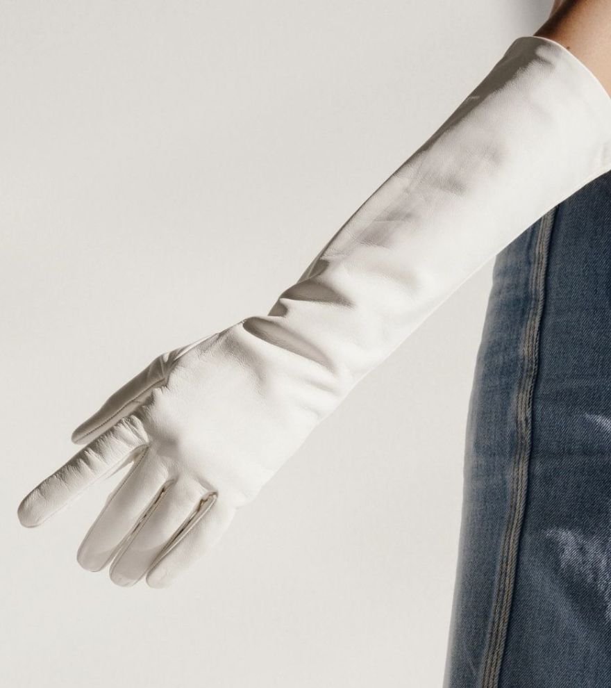 Ladies Elbow Length Leather Formal Gloves