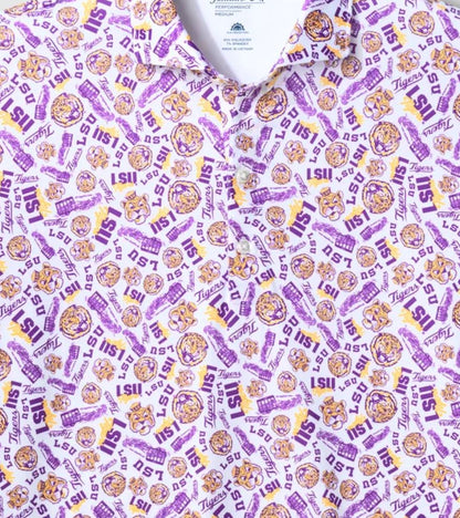LSU Galvin Print Performance Jersey by Johnnie-O