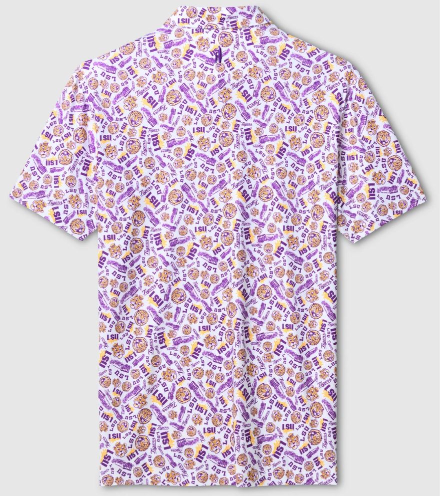 LSU Galvin Print Performance Jersey by Johnnie-O