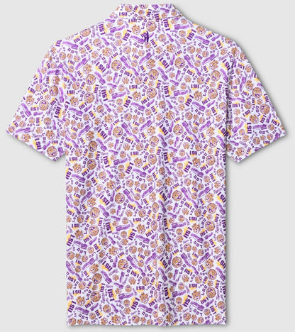 LSU Galvin Print Performance Jersey by Johnnie-O