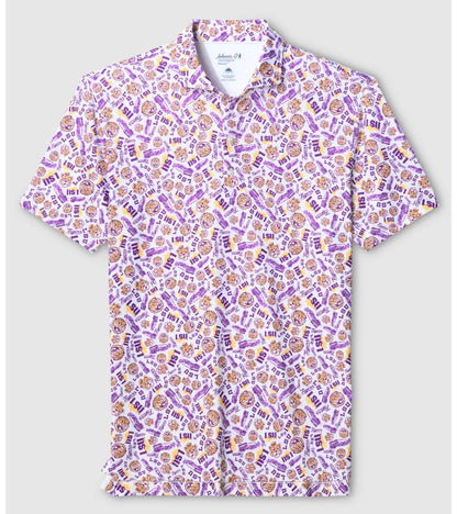LSU Galvin Print Performance Jersey by Johnnie-O