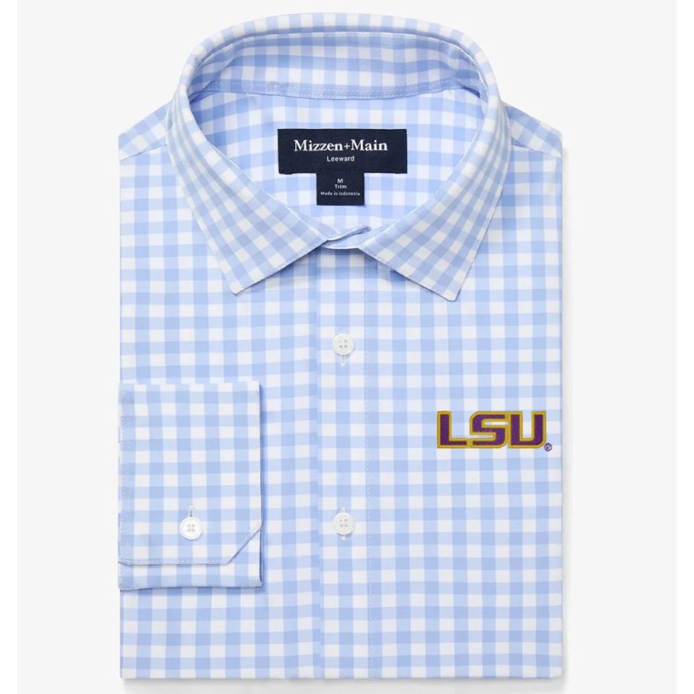 LSU Gingham Classic Fit Sport Shirt by Mizzen and Main