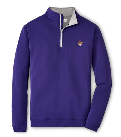 LSU Solid Perth Vault Performance 1/4 Zip by Peter Millar