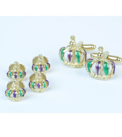 Mardi Gras Crown Cufflinks & Studs Set