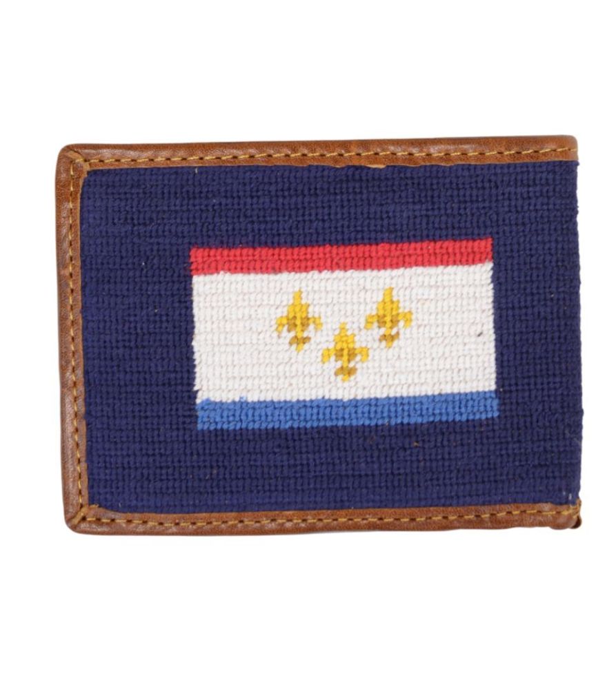 New Orleans Flag Needlepoint Bi Fold Wallet by Smathers