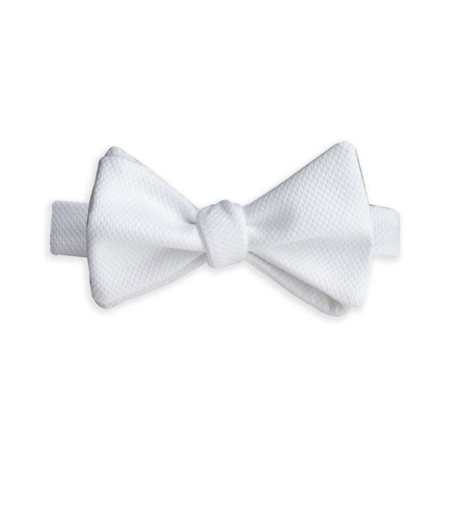 Pre Tied White Pique Bowtie by David Donahue