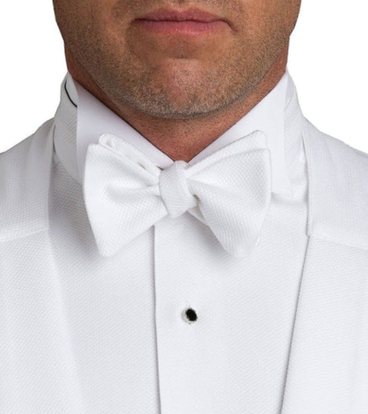 Pre Tied White Pique Bowtie by David Donahue
