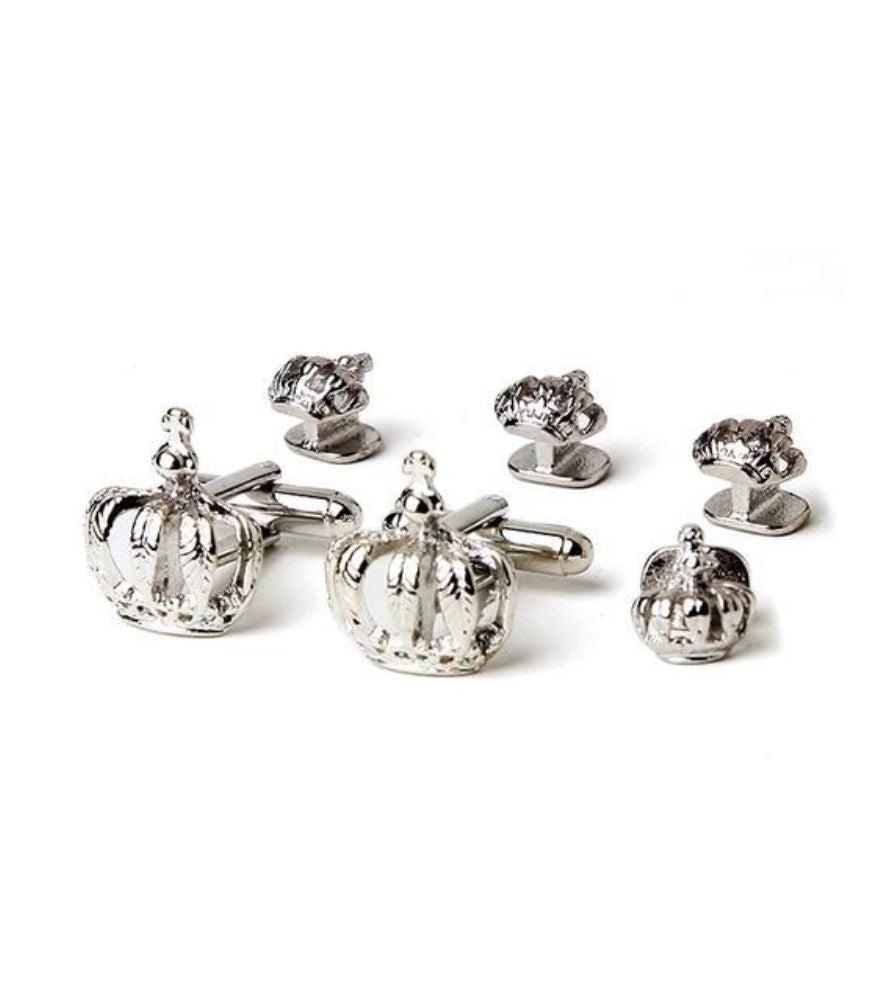 Silver Crown Cufflinks and Studs Set