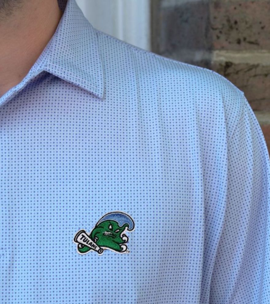 Tulane Angry Wave Dot Print Performance Polo by Horn Legend