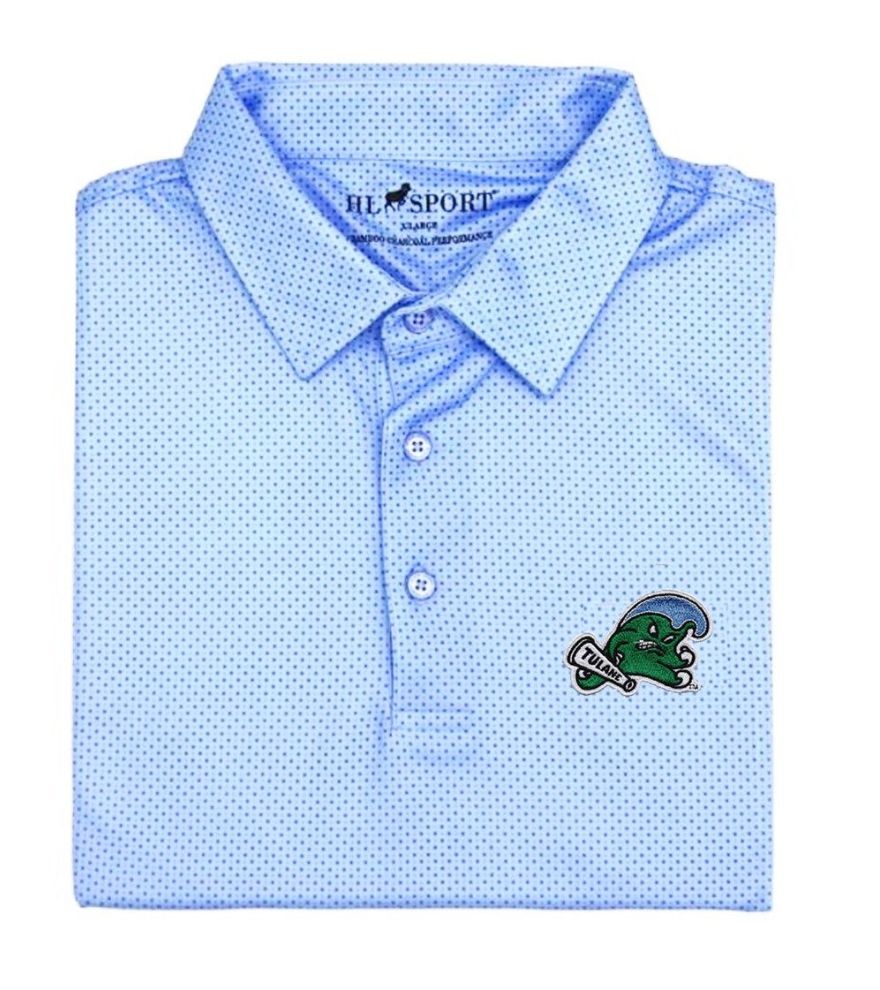 Tulane Angry Wave Dot Print Performance Polo by Horn Legend